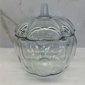 Large Anchor Hocking Glass 2 Liter Pumpkin Candy Jar Clear Glass